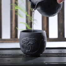 Master cup single tea cup Anhua natural moraine rock stone health tea set hand carved lotus cup