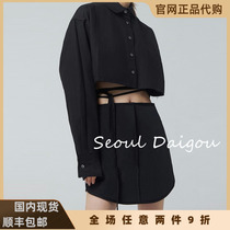 we11done official 21ss high waist umbilical strap short long-sleeved shirt welldone shirt