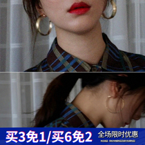 Retro ulzzang Korean ins cold wind earrings exaggerated metal versatile round earrings