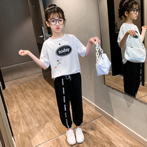 Children's pants children's clothing summer new girls summer thin Joker knitted sports pants casual loose pants