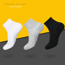 WooKoo Concept socks mens cotton short tube socks sports socks sweat and deodorant black white Four Seasons cotton socks