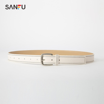 Sanfu 2021 Spring Lady Korean version of simple solid color square buckle belt to work commuter belt female 422735