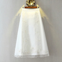 Xiaoshanzhijia Chinese Buddhist women 2020 spring and summer new improved A-line embroidery white cheongsam skirt