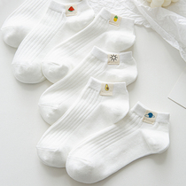 White Socks Children Short Socks Summer Slim pure cotton shallow mouth Cute Cartoon Low Bunch Boat Socks Short Barrel Day Tying
