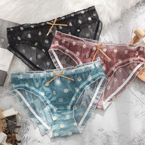 Small Daisy mesh ultra-thin underwear female Ice Silk girl cute lace seamless girl Summer thin breathable