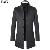 Wool coat mens medium and long autumn and winter mink stand-up collar down liner mens double-sided coat clearance