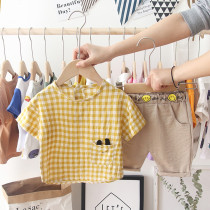 Boys summer suit Korean version of childrens baby cotton and linen short-sleeved childrens tide 4 foreign summer 1 handsome 3-5 years old 2