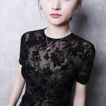 Europe station new 2022 short sleeve t-shirt woman foreign air autumn fashion womens clothes lace bottom jersey Eurostock Korean version