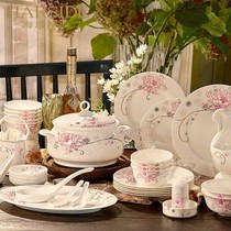 Hasitis Jingdezhen bone china tableware Bowl plate ceramic tableware Chinese household dish tableware high-end set