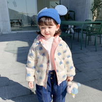 Childrens clothing girl light down jacket 2021 autumn and winter new little girl baby hooded white duck feather coat