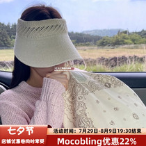moocobling Korea 22 Summer June Women in brief Pure Color Weaving Sensation Large Eave Air Top Sun Hat