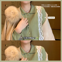 Toe tendons fat MM loose lazy pearl button shirt womens design sense niche winter thin lace cardigan
