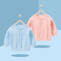 Childrens knitting shirt summer girls baby pure cotton thin sunscreen sweater air conditioning coat infant and young girls tops