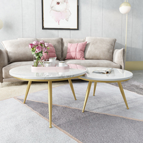 Nordic ins round creative modern simple living room combination Net red tea table small apartment marble coffee table iron art