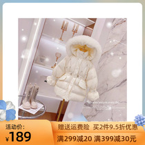 Girls down jacket 2022 winter new childrens 90 white duck down