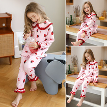 Childrens pajamas cotton girl long sleeve home clothing big girl suit spring and autumn thin Princess girl young child autumn