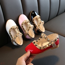 Girls Sandals 2021 Spring and Autumn Korean Joker Rivet Dancing Princess Single Shoes Fashion Velcro Childrens Leather Shoes