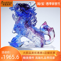Banderas meta-treasure glazed fire Kirin swing piece Leadership Office Creative Handicraft Creative Business Gift