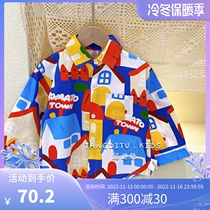 Tang Di rabbit boy color shirt tide 2022 new fashion Korean version spring and autumn shirt childrens foreign style top girls