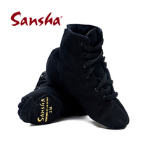 Sansha French Sansha Jazz dance boots High tube lace-up canvas top leather sole Modern dance shoes JB3C