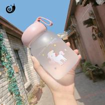 Water cup cute girl girl will carry the rope water cup female student Korean version of the glass cute card children fall personality