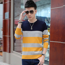 Mens long sleeve T-shirt pure cotton spring and autumn slim fit-in-the-autumn-clothes outfits for autumn knit bottom-shirts