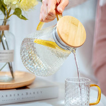 Household glass cold water kettle Small fresh hammer pattern lemon juice jug Nordic simple living room heating kettle ins wind