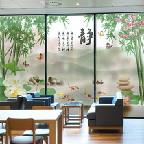 Glass adhesive film light transmission opaque electrostatic adhesive frosted window office partition window sticker shading landscape painting
