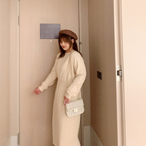 ALIN large size custom knitted dress women autumn and winter fat mm2020 new cover meat slim pleated pleated bottom skirt