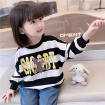 Girls autumn clothes 2021 new children Korean version of foreign style jacket fashion loose cartoon baby spring and autumn clothes