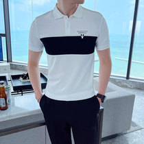 Tide brand new business casual lapel polo shirt mens short-sleeved T-shirt embroidery slim summer fashion top half-sleeve