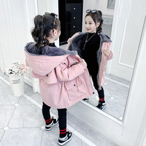 Korean girl plus velvet thickened coat 2021 New Net Red foreign gas Childrens fashionable windbreaker