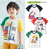 Day Department Summer boy pure cotton T-shirt male baby car short sleeve shirt thin half sleeve blouses with sweat and air