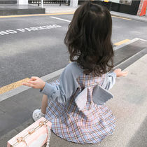 faerie Diary Girl Plaid Wings Baby Dress 2020 Autumn Childrens Fashion Princess Dress Tide