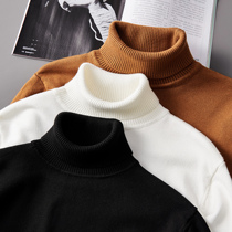 2021 new autumn and winter turtleneck sweater mens knitwear base shirt Korean trend inside plus velvet thick line