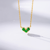 Green Bestser (cute heart plus)18K gold heart shaped natural ruby pendant emerald color treasure necklace