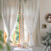 American Fields Garden Printed Cotton Linen Curtains Short Retro Crummy Bud Lace LIVING ROOM BEDROOM BOOK ROOM DOUBLE HOOK TYPE
