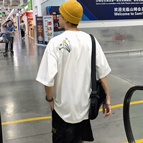 Cang Stone Tree white cotton short sleeve T-shirt mens summer 2021 New Wild loose embroidery harbor style coat tide