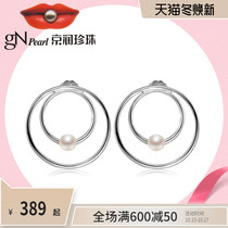 Jingrun pearl earrings Yunrong S925 silver inlaid white freshwater pearl earrings fashion and simple temperament