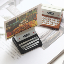 Creative household goods Retro typewriter modeling message clip Wooden note clip Photo clip Cute stationery