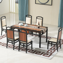 New Chinese dining table and chair combination one table six chairs modern Chinese minimalist dining table model room Zen furniture customization