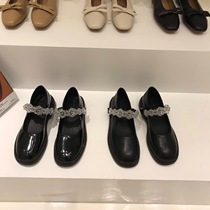 ITSK shoes children small leather shoes Inn wind round head thick bottom water drill with mari precious womens shoes