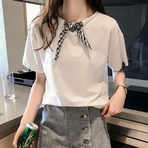 Short sleeve T-shirt woman 2022 summer fit new loose Korean version student 100 lap net red port wind small clear new half sleeve blouse
