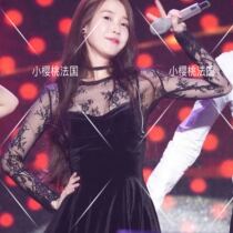 Cherry 2018 autumn and winter new maje high waist velvet a-line dress small dress