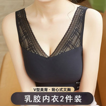 Lace Lingerie Woman Slim big breasted with little steel ring to receive Breast No Mark Sports Lady Beauty Vest Bra Summer
