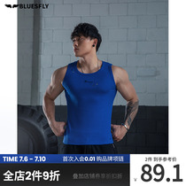 BLUESFLY Training Sport Vest Mens Jersey Fitness Suit Breaking Cavern Shoulder Tight Clothing Speed Dry Fitness Blouse