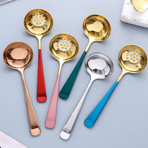 Net red spoon creative long handle hot pot colander cute soup spoon 304 stainless steel spoon household big round spoon spoon