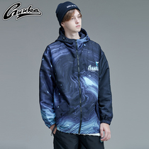 GUUKA Tide brand galaxy print windbreaker male Winter student hip-hop lamb Sport windbreaker jacket loose