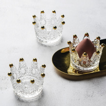 ins crystal glass crown powder puff storage box bathroom ring necklace earrings storage rack