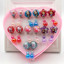 Children earrings ear clip baby cartoon earrings Princess cute fake earrings girl earrings gems set gift box